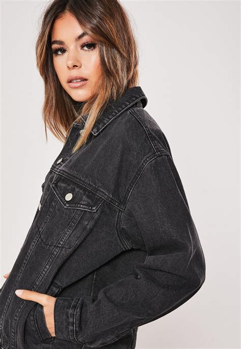 women's black denim jacket outfit|black denim jacket women's oversized.